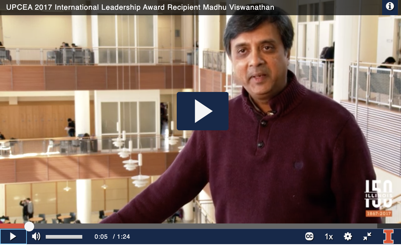 Video of UPCEA International Leadership Excellence Award recipient Madhu Viswanathan